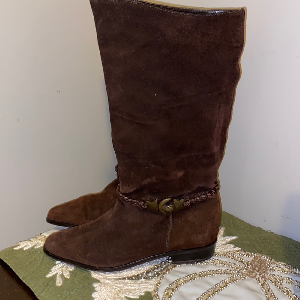 Seychelles Brown Suede Western Boot with Charms and Braid Women’s Size 6.5 Fall